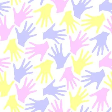 Seamless pattern with palm prints. Symbol of racial and national equality, fr Stock Illustration