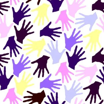 Seamless pattern with palm prints. Symbol of racial and national equality, fr イラスト素材