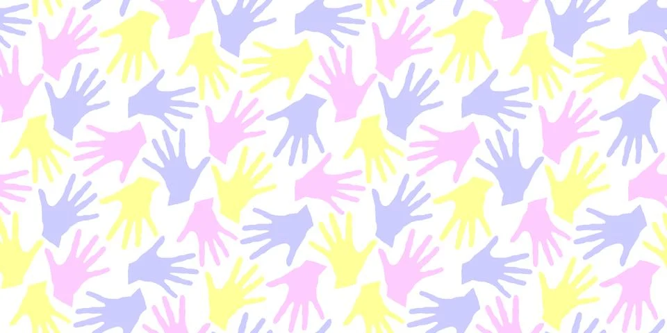 Seamless pattern with palm prints. Symbol of racial and national equality, fr 스톡 일러스트