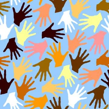 Seamless pattern with palm prints. Symbol of racial and national equality, fr イラスト素材