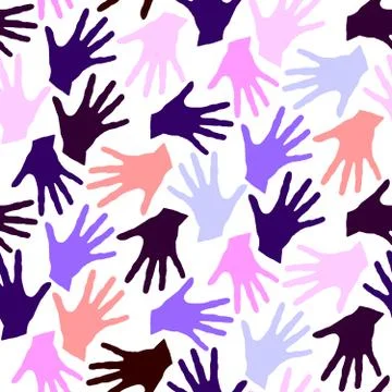 Seamless pattern with palm prints. Symbol of racial and national equality, fr イラスト素材
