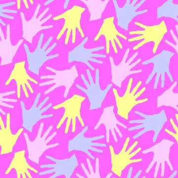 Seamless pattern with palm prints. Symbol of racial and national equality, fr 스톡 일러스트