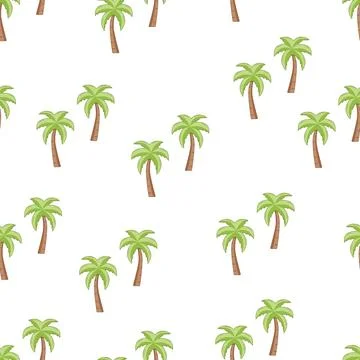 Seamless pattern Palm tree cartoon icon. Vector illustration, background tr.. Stock Illustration