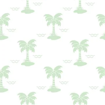 Seamless pattern with palm trees and waves. イラスト素材