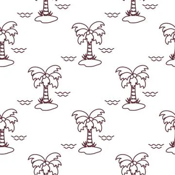 Seamless pattern with palm trees and waves. 스톡 일러스트