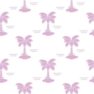 Seamless pattern with palm trees and waves. Stockillustratie