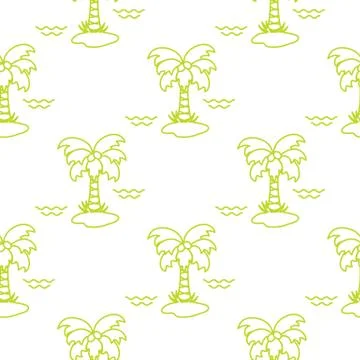 Seamless pattern with palm trees and waves. イラスト素材