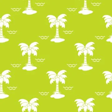 Seamless pattern with palm trees and waves. 库存插图