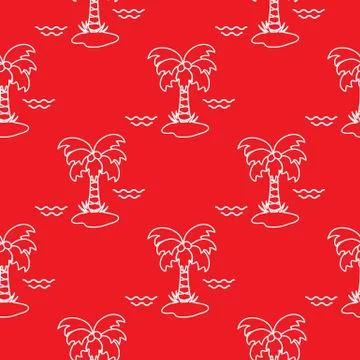 Seamless pattern with palm trees and waves. Illustrazione stock