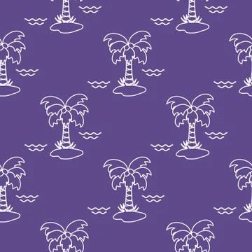 Seamless pattern with palm trees and waves. Stock Illustration