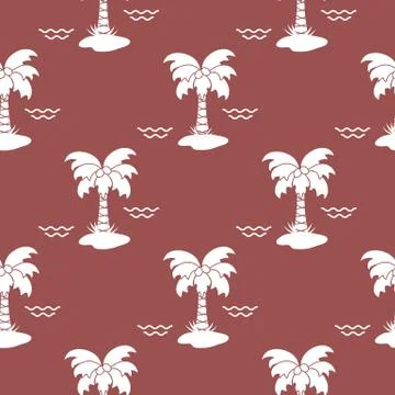 Seamless pattern with palm trees and waves. Stockillustratie