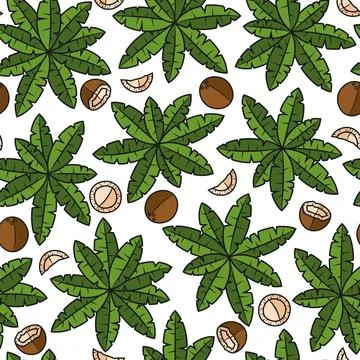 Seamless pattern with palm trees and coconuts Stock Illustration