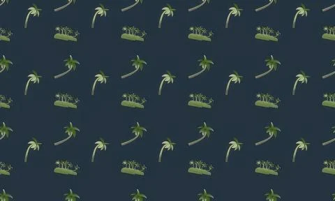 Seamless pattern of palm trees and islands on dark background Иллюстрация
