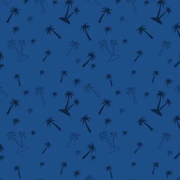 Seamless pattern with palm trees on blue background. Summer pattern Stock Illustration