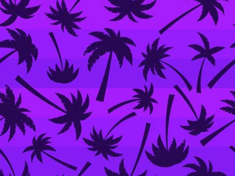 Seamless pattern with palm trees on a colorful striped background. Summer tim Stock Illustration