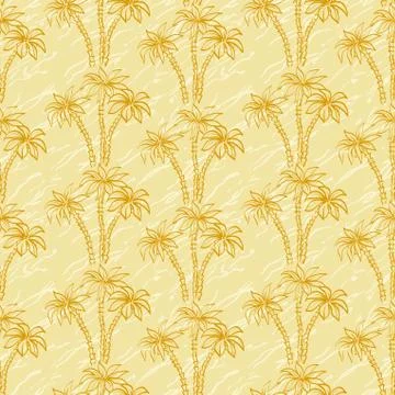 Seamless pattern, palm trees contours Stock Illustration