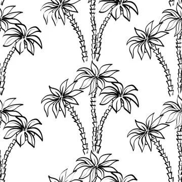Seamless pattern, palm trees contours Illustrazione stock