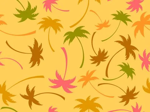 Seamless pattern with palm trees of different colors. Summer time, wallpape.. Stock Illustration
