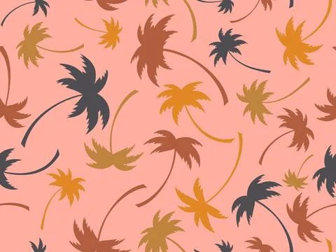 Seamless pattern with palm trees of different colors. Summer time, wallpape.. Stock Illustration