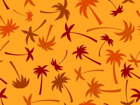 Seamless pattern with palm trees. Summer time, wallpaper with tropical palm.. Stock Illustration