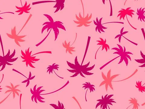 Seamless pattern with palm trees. Summer time, wallpaper with tropical palm.. Stock Illustration