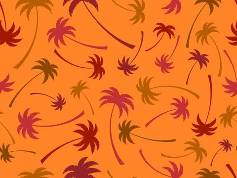 Seamless pattern with palm trees. Summer time, wallpaper with tropical palm.. Illustrazione stock