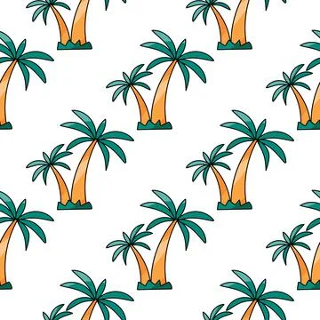 Seamless pattern Palm trees Tropical tree beach Stock Illustration