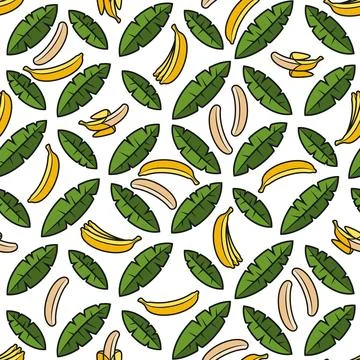 Seamless pattern with palms and bananas Stock Illustration