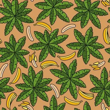 Seamless pattern with palms and bananas イラスト素材