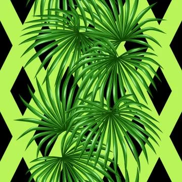 Seamless pattern with palms leaves. Decorative image tropical leaf of palm tree Stock Illustration
