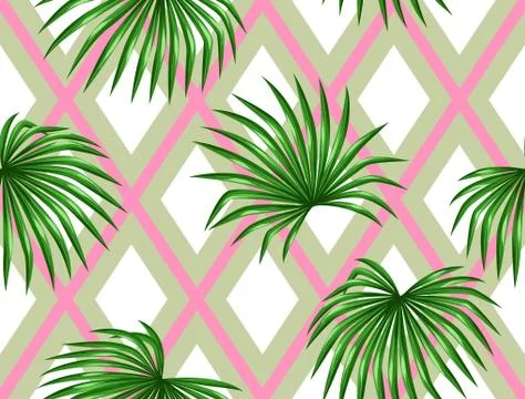 Seamless pattern with palms leaves. Decorative image tropical leaf of palm tree Stock Illustration