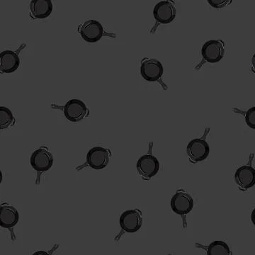Seamless pattern pan iron skillet cartoon vector Stock Illustration