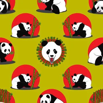 Seamless pattern of Panda bear Stock Illustration