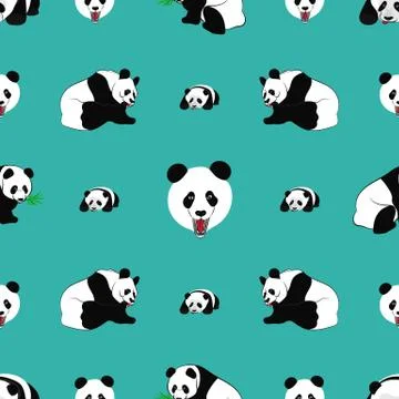 Seamless pattern of Panda bear Illustrazione stock