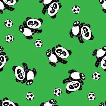 Seamless pattern  with panda Stock Illustration