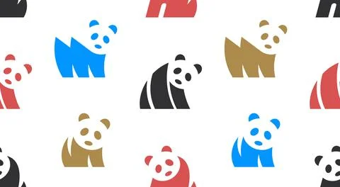 Seamless pattern with Panda logo Stock Illustration