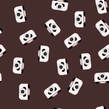 Seamless pattern Panda toy camera creating fun memorable childhood moments Stock Illustration