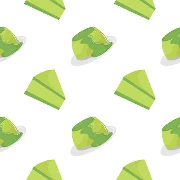 Seamless pattern of pandanus cake and pudding Stock Illustration