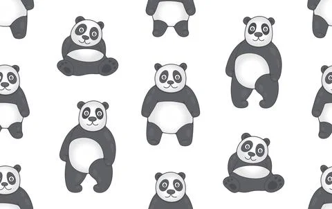 Seamless Pattern with Pandas Stock Illustration