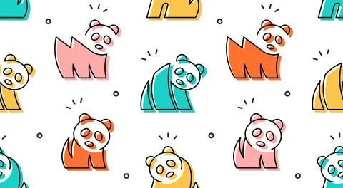 Seamless pattern with Pandas Illustrazione stock
