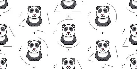 Seamless pattern with pandas Stock Illustration
