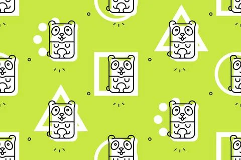 Seamless pattern with Pandas Stock Illustration
