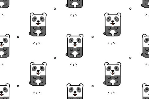 Seamless pattern with Pandas Stock Illustration