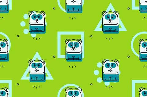 Seamless pattern with Pandas Stock Illustration