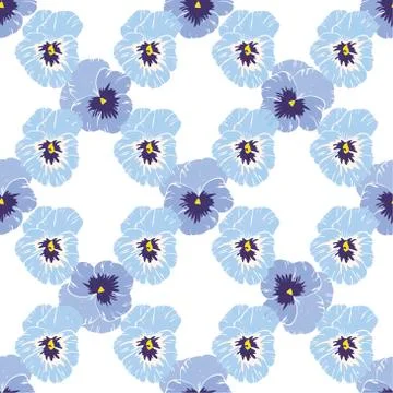 Seamless pattern with pansies flower on white background.  Stock Illustration