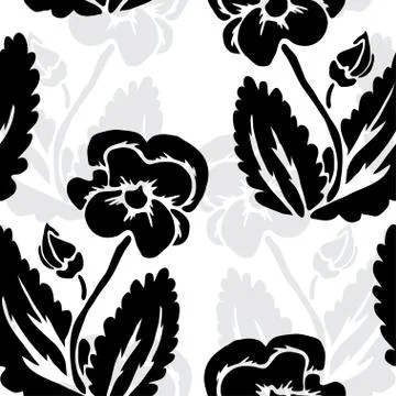 Seamless pattern with pansy flowers, for invitations, cards, scrapbooking, print Stock Illustration