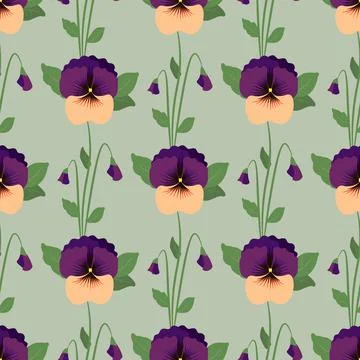 Seamless pattern with pansy flowers. Vector illustration Stock Illustration