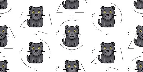 Seamless pattern with panthers Stock Illustration
