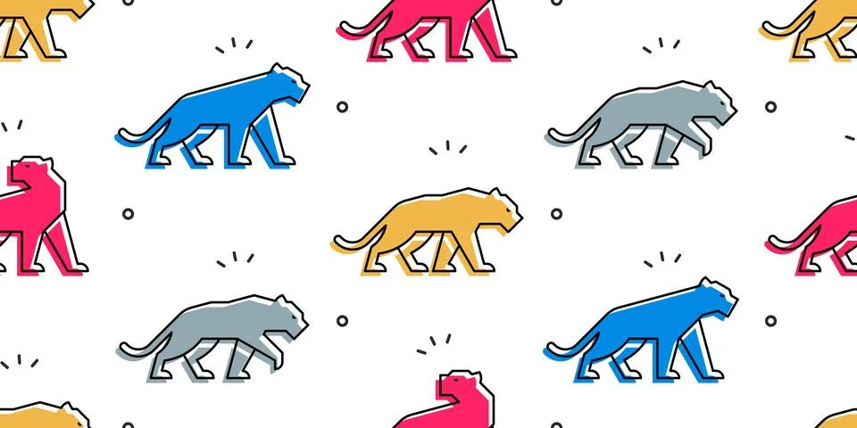 Seamless pattern with Panthers Stock Illustration