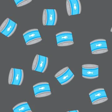 Seamless pattern pantry tin can cartoon vector Stock Illustration